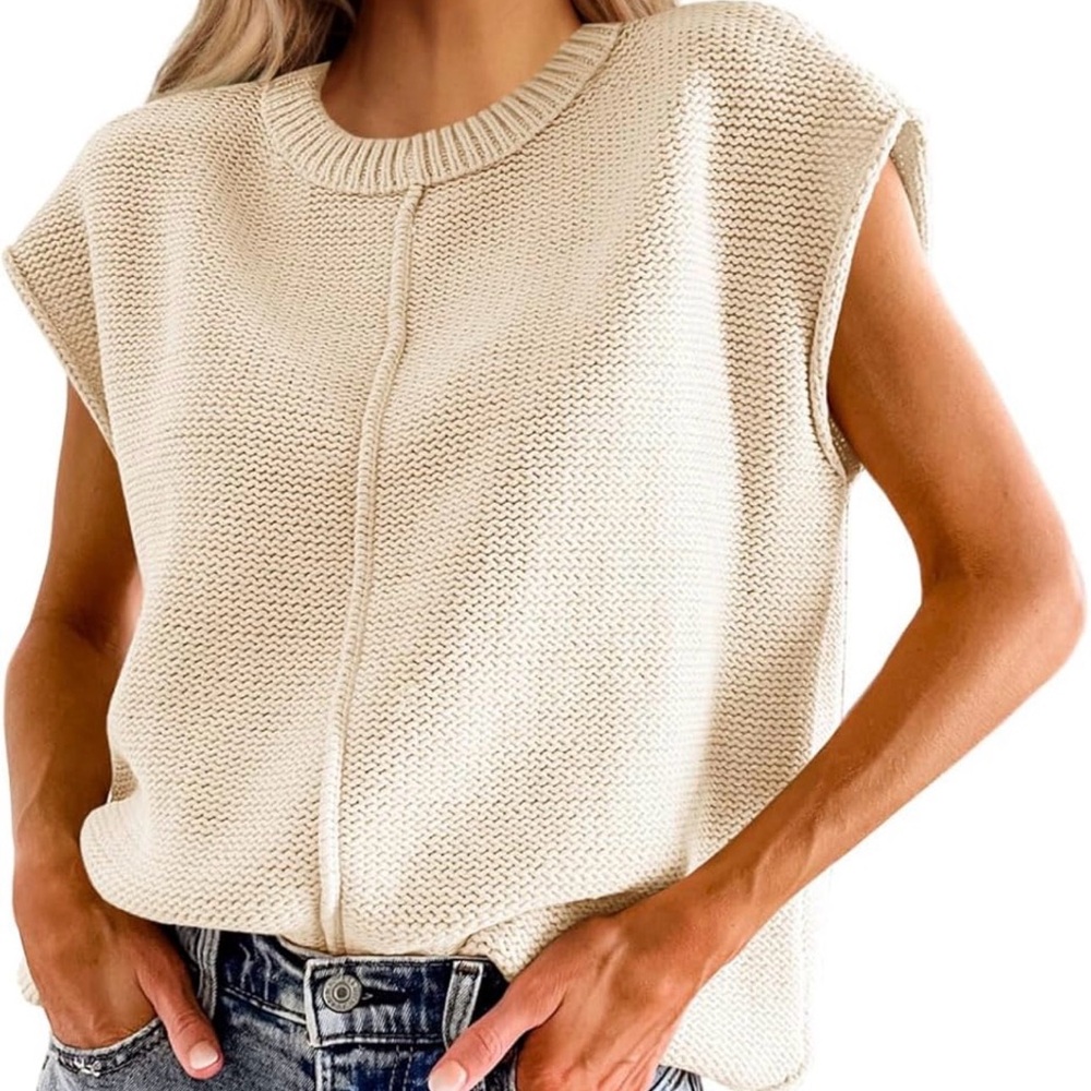 Neutral Knit Sleeveless Top - Cream
